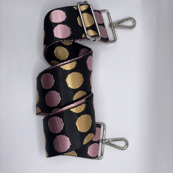 Black w/Dots Adjustable Replacement Crossbody Strap Bundle W/silver Hardware - Picture 2 of 2